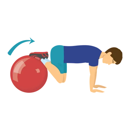 Boy exercising with gym ball Illustration