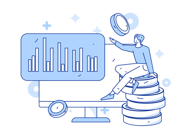 Boy explaining about investment concept  Illustration