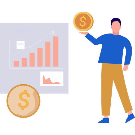 Boy explaining business graph  Illustration