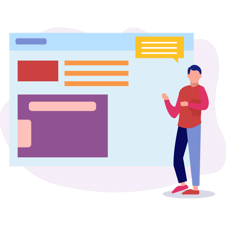 Boy explaining online presentation  Illustration