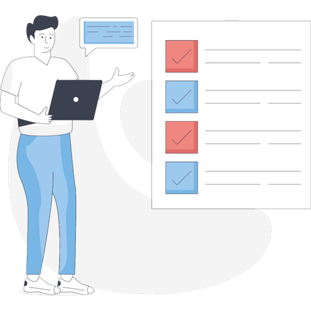 Boy explaining project list  Illustration