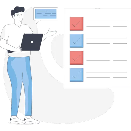 Boy explaining project list  Illustration