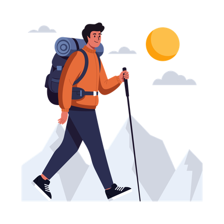 Boy explore using gps  Illustration