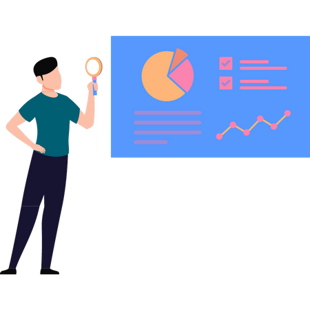 Boy exploring chart analytics  Illustration