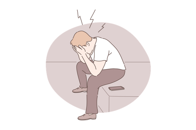 Boy faces panic attack  Illustration