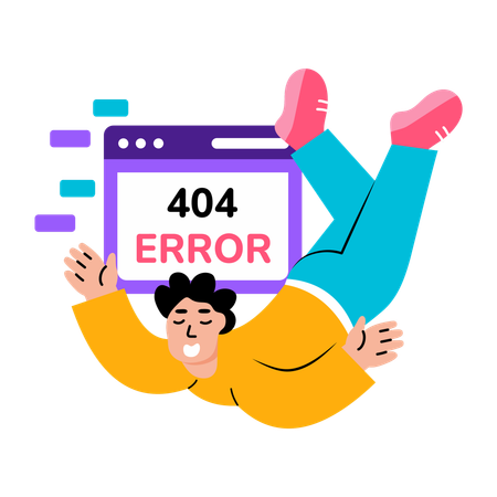 404 문제에 직면한 소년  일러스트레이션