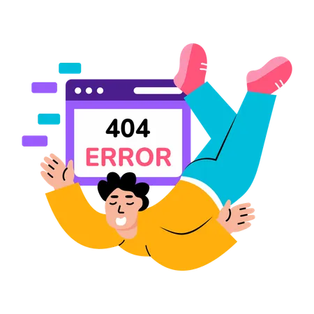 404 문제에 직면한 소년  일러스트레이션