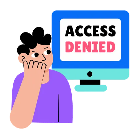 Boy facing access denied  Illustration