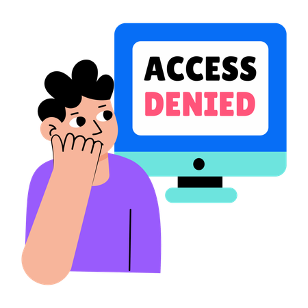 Boy facing access denied  Illustration