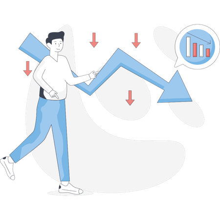 Boy facing business loss  Illustration