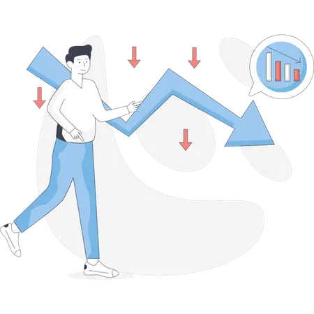 Boy facing business loss  Illustration