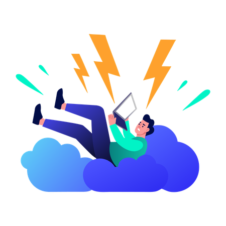 Boy facing data loss  Illustration