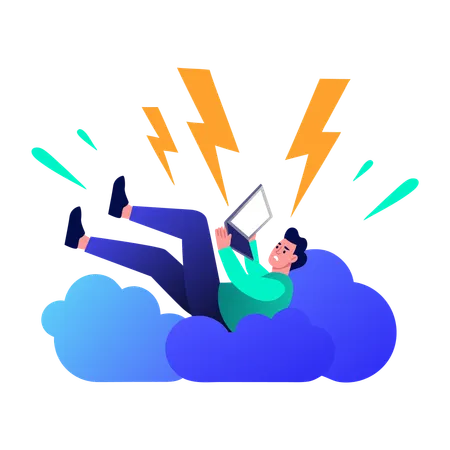 Boy facing data loss  Illustration