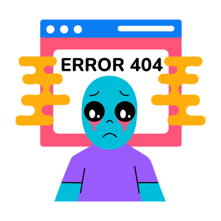 404 오류에 직면한 소년  일러스트레이션