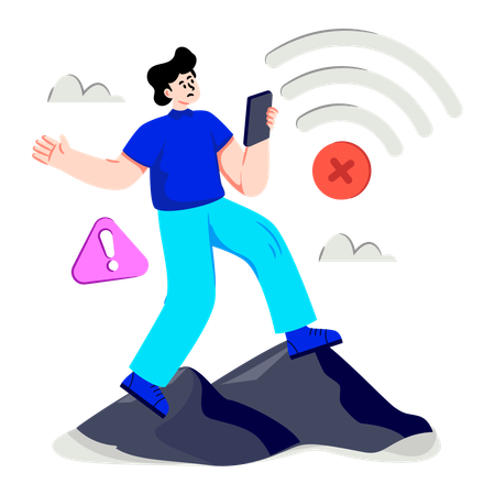 Boy facing No Network  Illustration