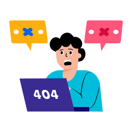 Boy facing system error  Illustration