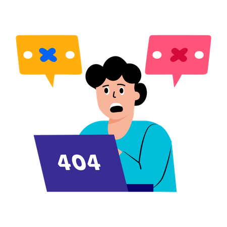 Boy facing system error  Illustration