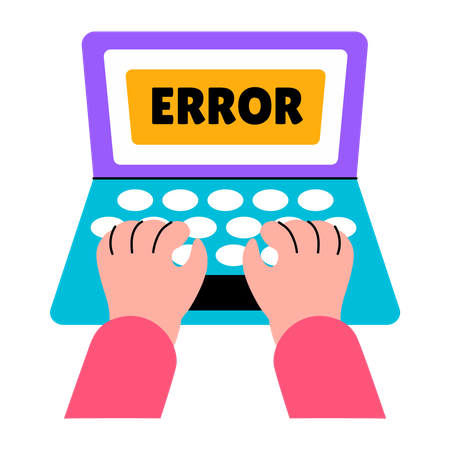 Boy facing typing error  Illustration