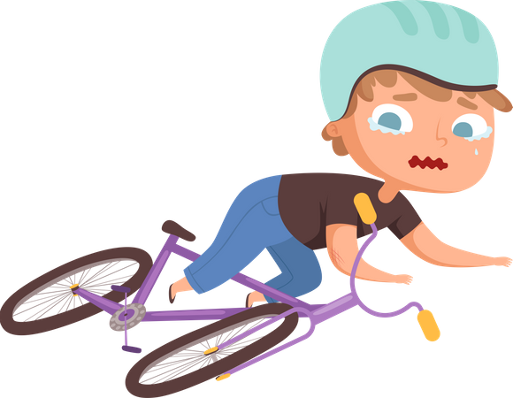 Boy fallen from bicycle  Illustration