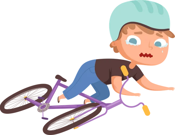 Boy fallen from bicycle  Illustration