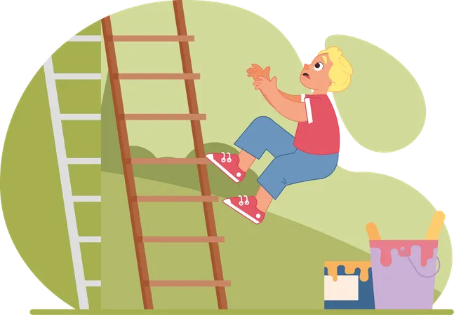 Boy falling from ladder  Illustration