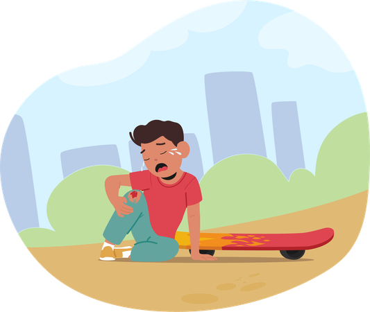 Boy falling from skateboard  Illustration