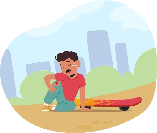 Boy falling from skateboard  Illustration