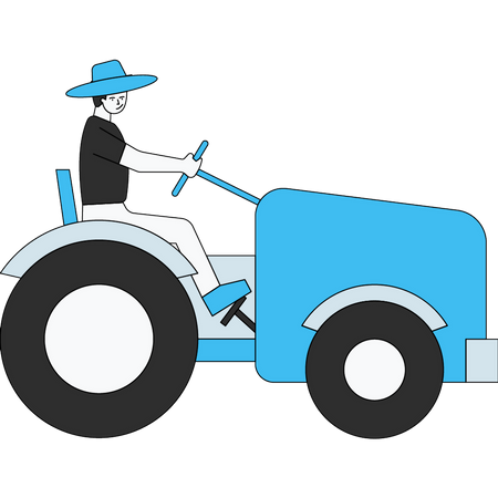 Boy farmer driving tractor  Illustration