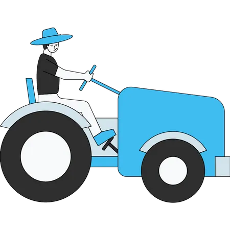 Boy farmer driving tractor  Illustration