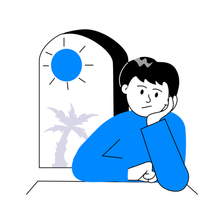 Boy Feeling Bored  Illustration