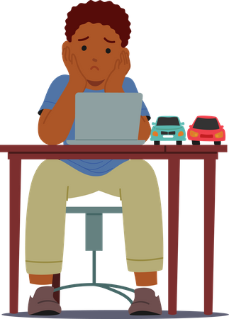 Boy feeling bored  Illustration