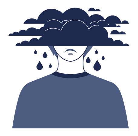 Boy feeling depression  Illustration