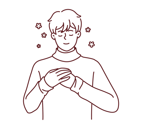 Boy feeling peaceful  Illustration