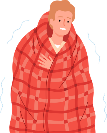 Boy feeling severe cold  Illustration