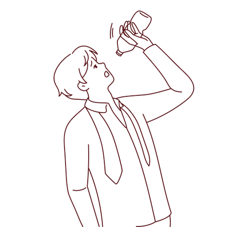 Boy feeling thirsty  Illustration