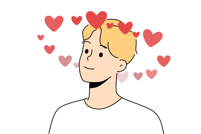 Boy feels romantic  Illustration