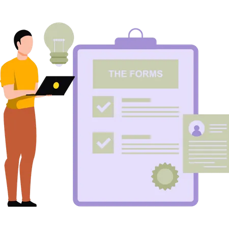 The Boy Is Filling The Form Illustration