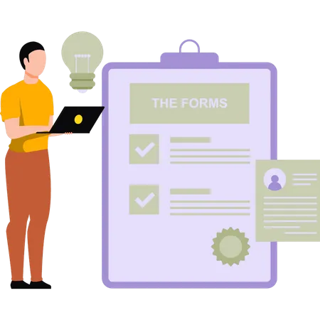 Boy filling form  Illustration