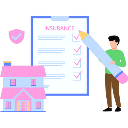 Boy filling out his home insurance form  Illustration