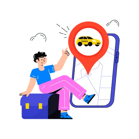 Boy find Car Location  Illustration