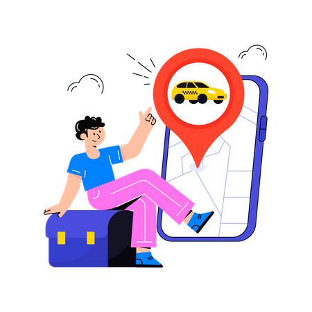 Boy find Car Location  Illustration