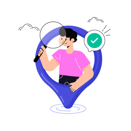 Boy Find Location  Illustration