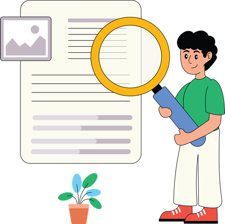 Boy finding article insert result  Illustration