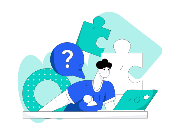 Boy finding business solution  Illustration