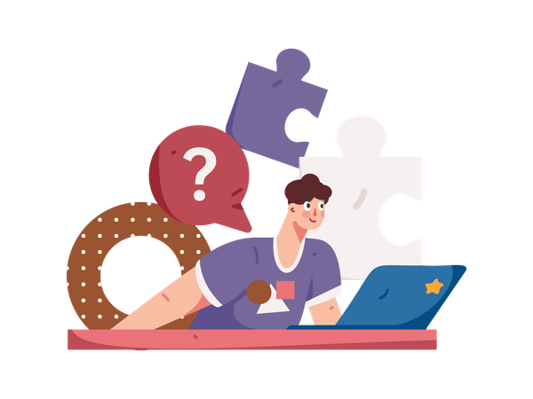Boy finding business solution  Illustration