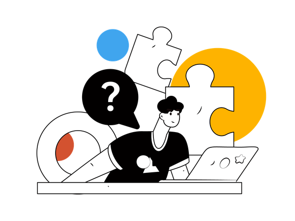 Boy finding business solution  Illustration