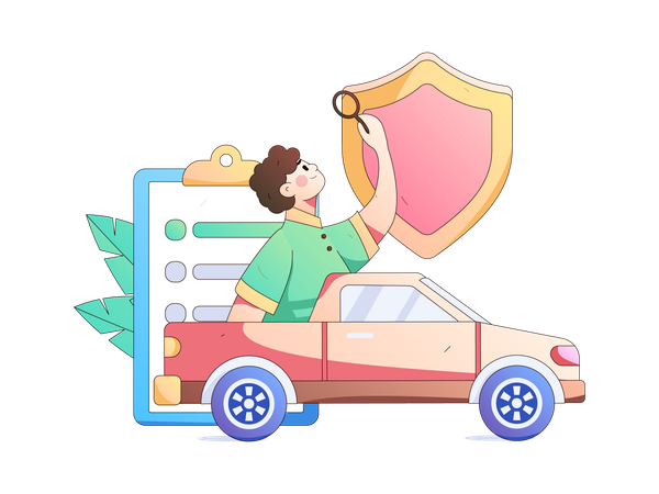 Boy Finding Car insurance Policy  Illustration