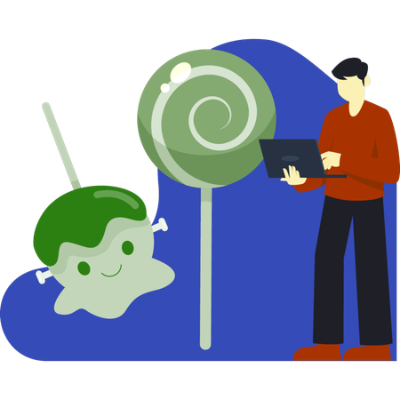 Boy Finding halloween lollipop  Illustration