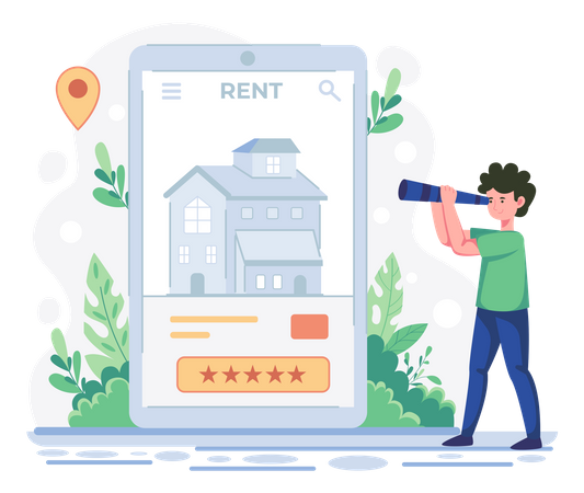 Boy finding house on rent  Illustration