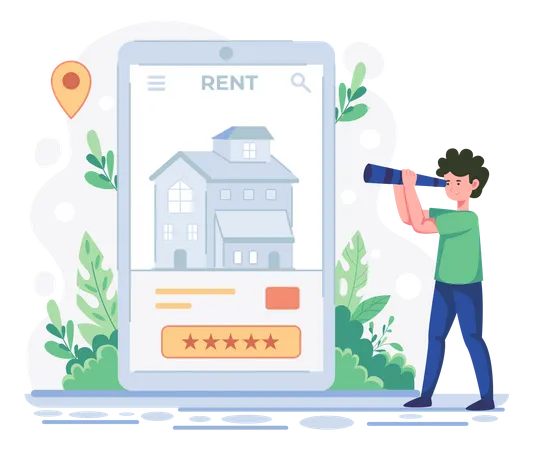 Boy finding house on rent  Illustration